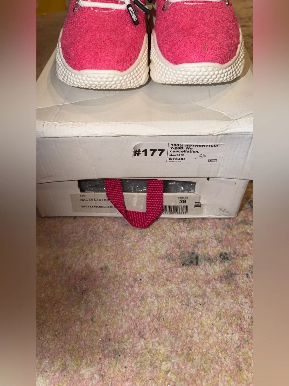Moschino Pink Terry-Texture Chunky Sole Sneakers
